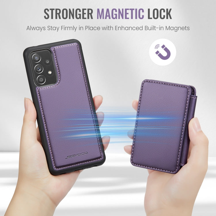 For Samsung Galaxy A52s 5G JEEHOOD J05 Business Magnetic Style RFID Leather Phone Case(Purple) - Galaxy Phone Cases by JEEHOOD | Online Shopping UK | buy2fix