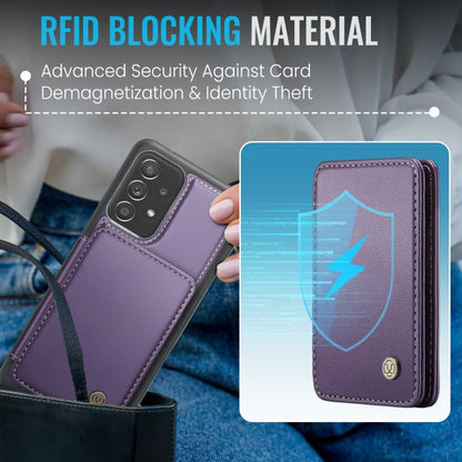 For Samsung Galaxy A52s 5G JEEHOOD J05 Business Magnetic Style RFID Leather Phone Case(Purple) - Galaxy Phone Cases by JEEHOOD | Online Shopping UK | buy2fix