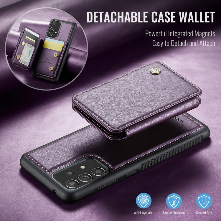For Samsung Galaxy A52s 5G JEEHOOD J05 Business Magnetic Style RFID Leather Phone Case(Purple) - Galaxy Phone Cases by JEEHOOD | Online Shopping UK | buy2fix