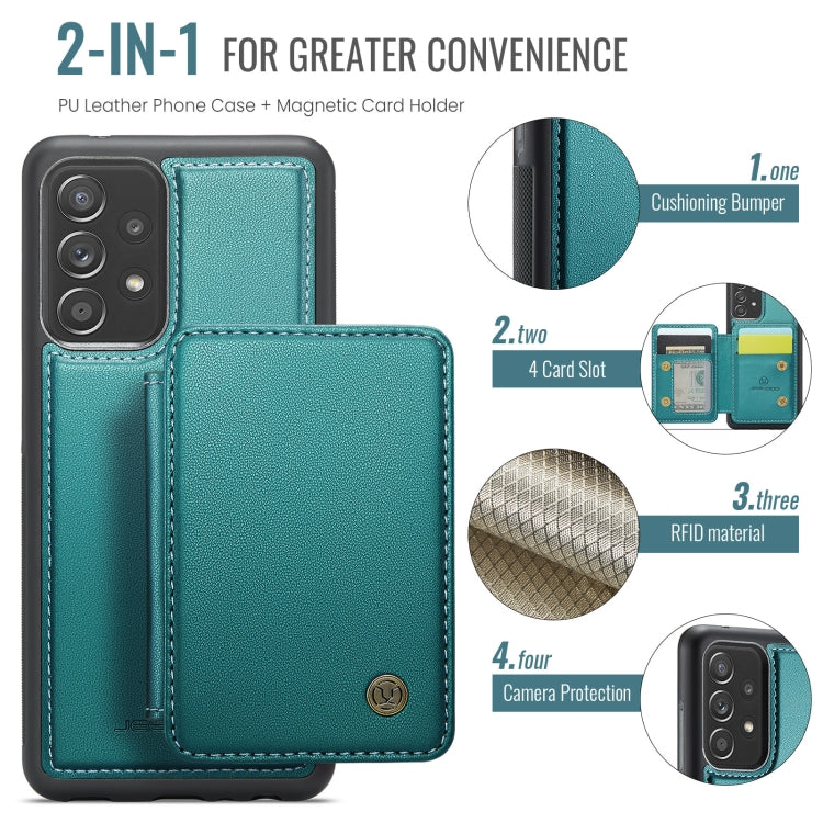 For Samsung Galaxy A52s 5G JEEHOOD J05 Business Magnetic Style RFID Leather Phone Case(Blue Green) - Galaxy Phone Cases by JEEHOOD | Online Shopping UK | buy2fix