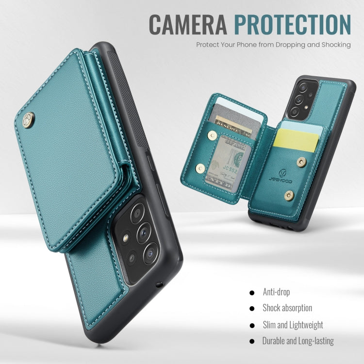 For Samsung Galaxy A52s 5G JEEHOOD J05 Business Magnetic Style RFID Leather Phone Case(Blue Green) - Galaxy Phone Cases by JEEHOOD | Online Shopping UK | buy2fix