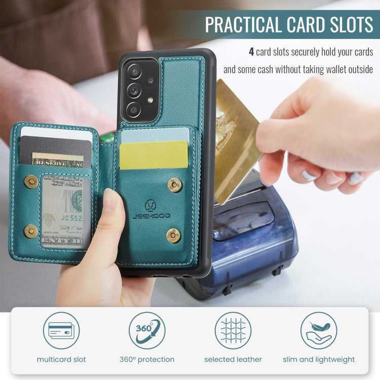 For Samsung Galaxy A52s 5G JEEHOOD J05 Business Magnetic Style RFID Leather Phone Case(Blue Green) - Galaxy Phone Cases by JEEHOOD | Online Shopping UK | buy2fix