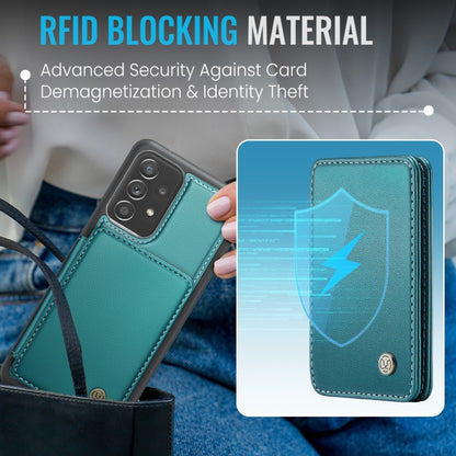 For Samsung Galaxy A52s 5G JEEHOOD J05 Business Magnetic Style RFID Leather Phone Case(Blue Green) - Galaxy Phone Cases by JEEHOOD | Online Shopping UK | buy2fix