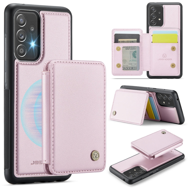 For Samsung Galaxy A52s 5G JEEHOOD J05 Business Magnetic Style RFID Leather Phone Case(Pink) - Galaxy Phone Cases by JEEHOOD | Online Shopping UK | buy2fix