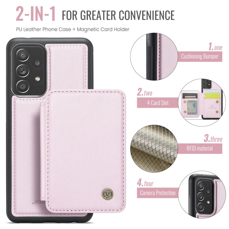 For Samsung Galaxy A52s 5G JEEHOOD J05 Business Magnetic Style RFID Leather Phone Case(Pink) - Galaxy Phone Cases by JEEHOOD | Online Shopping UK | buy2fix