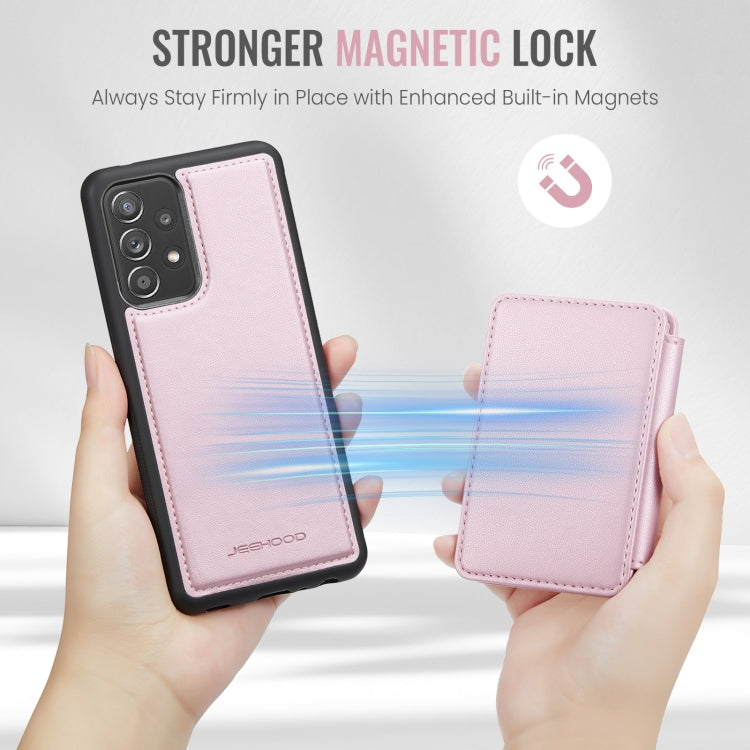 For Samsung Galaxy A52s 5G JEEHOOD J05 Business Magnetic Style RFID Leather Phone Case(Pink) - Galaxy Phone Cases by JEEHOOD | Online Shopping UK | buy2fix