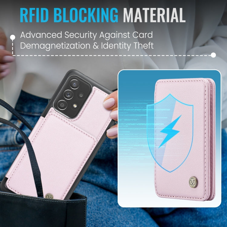 For Samsung Galaxy A52s 5G JEEHOOD J05 Business Magnetic Style RFID Leather Phone Case(Pink) - Galaxy Phone Cases by JEEHOOD | Online Shopping UK | buy2fix