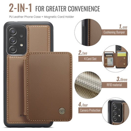 For Samsung Galaxy A52s 5G JEEHOOD J05 Business Magnetic Style RFID Leather Phone Case(Brown) - Galaxy Phone Cases by JEEHOOD | Online Shopping UK | buy2fix