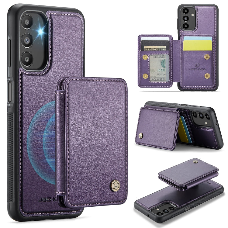 For Samsung Galaxy A13 5G JEEHOOD J05 Business Magnetic Style RFID Leather Phone Case(Purple) - Galaxy Phone Cases by JEEHOOD | Online Shopping UK | buy2fix
