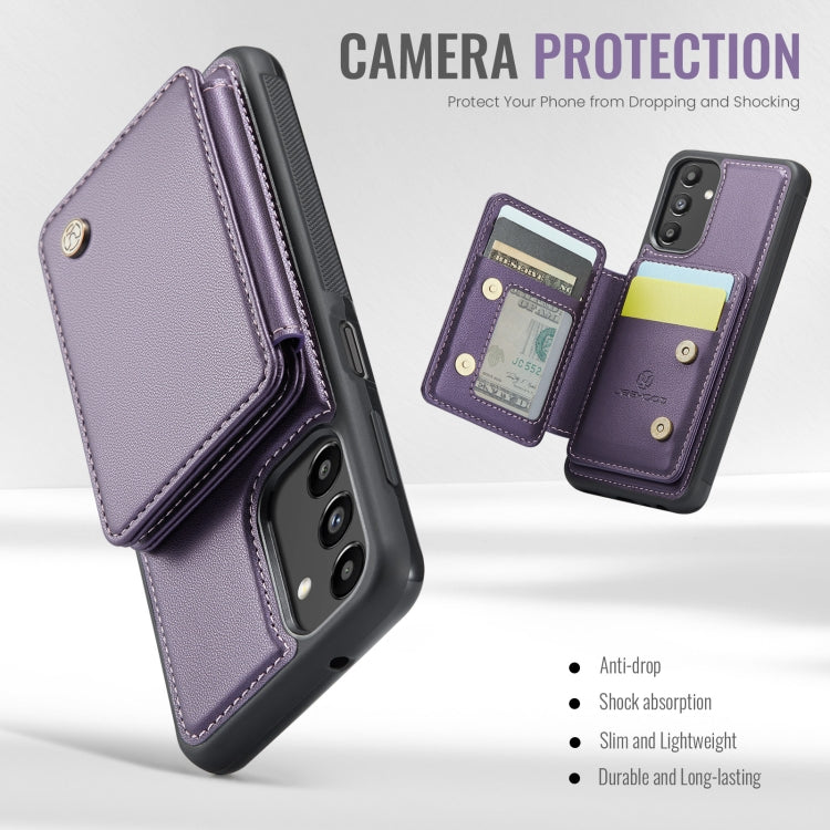 For Samsung Galaxy A13 5G JEEHOOD J05 Business Magnetic Style RFID Leather Phone Case(Purple) - Galaxy Phone Cases by JEEHOOD | Online Shopping UK | buy2fix