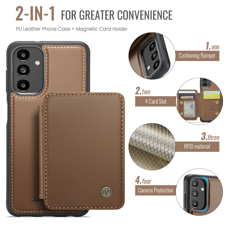 For Samsung Galaxy A13 5G JEEHOOD J05 Business Magnetic Style RFID Leather Phone Case(Brown) - Galaxy Phone Cases by JEEHOOD | Online Shopping UK | buy2fix