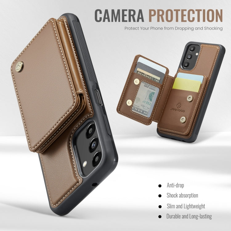 For Samsung Galaxy A13 5G JEEHOOD J05 Business Magnetic Style RFID Leather Phone Case(Brown) - Galaxy Phone Cases by JEEHOOD | Online Shopping UK | buy2fix