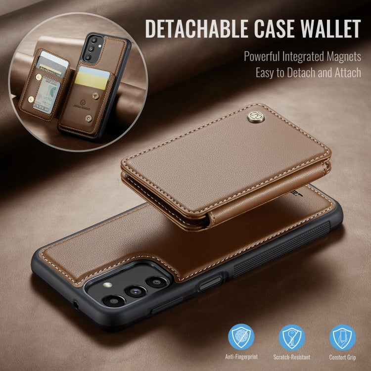 For Samsung Galaxy A13 5G JEEHOOD J05 Business Magnetic Style RFID Leather Phone Case(Brown) - Galaxy Phone Cases by JEEHOOD | Online Shopping UK | buy2fix