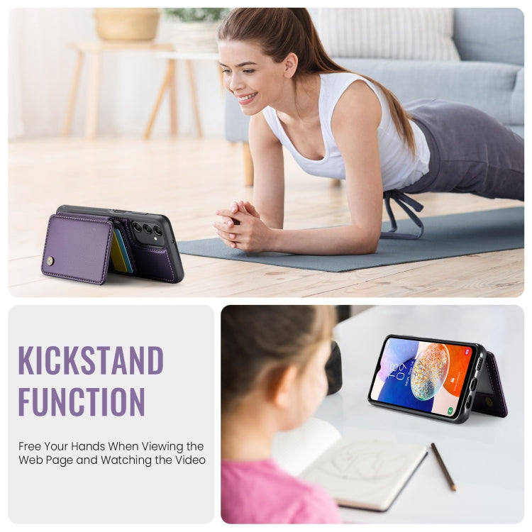 For Samsung Galaxy A14 4G / 5G JEEHOOD J05 Business Magnetic Style RFID Leather Phone Case(Purple) - Galaxy Phone Cases by JEEHOOD | Online Shopping UK | buy2fix