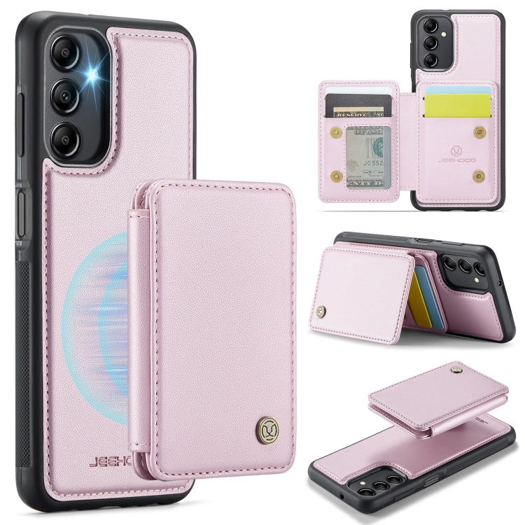 For Samsung Galaxy A14 4G / 5G JEEHOOD J05 Business Magnetic Style RFID Leather Phone Case(Pink) - Galaxy Phone Cases by JEEHOOD | Online Shopping UK | buy2fix