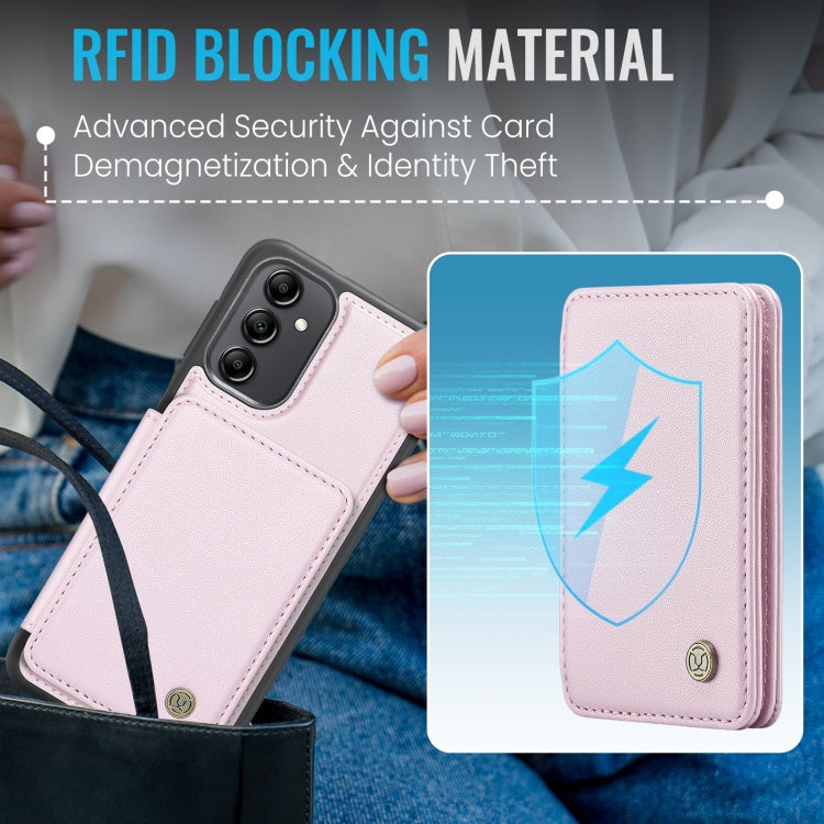 For Samsung Galaxy A14 4G / 5G JEEHOOD J05 Business Magnetic Style RFID Leather Phone Case(Pink) - Galaxy Phone Cases by JEEHOOD | Online Shopping UK | buy2fix