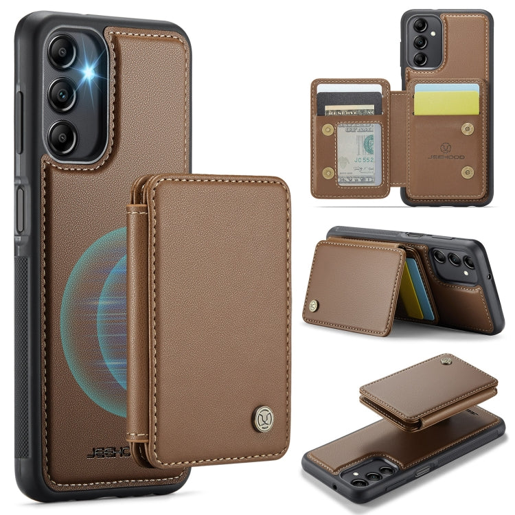 For Samsung Galaxy A14 4G / 5G JEEHOOD J05 Business Magnetic Style RFID Leather Phone Case(Brown) - Galaxy Phone Cases by JEEHOOD | Online Shopping UK | buy2fix