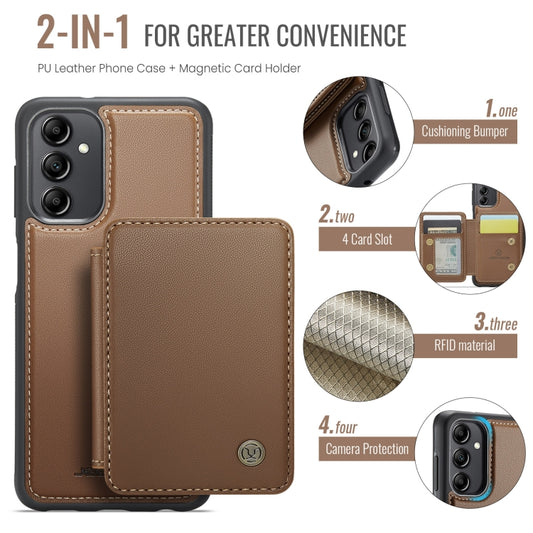 For Samsung Galaxy A14 4G / 5G JEEHOOD J05 Business Magnetic Style RFID Leather Phone Case(Brown) - Galaxy Phone Cases by JEEHOOD | Online Shopping UK | buy2fix
