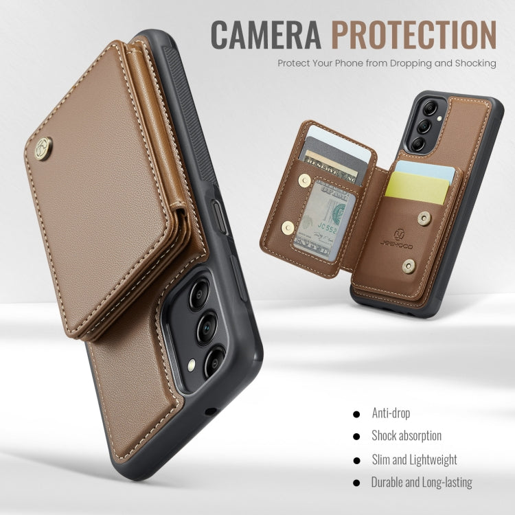 For Samsung Galaxy A14 4G / 5G JEEHOOD J05 Business Magnetic Style RFID Leather Phone Case(Brown) - Galaxy Phone Cases by JEEHOOD | Online Shopping UK | buy2fix