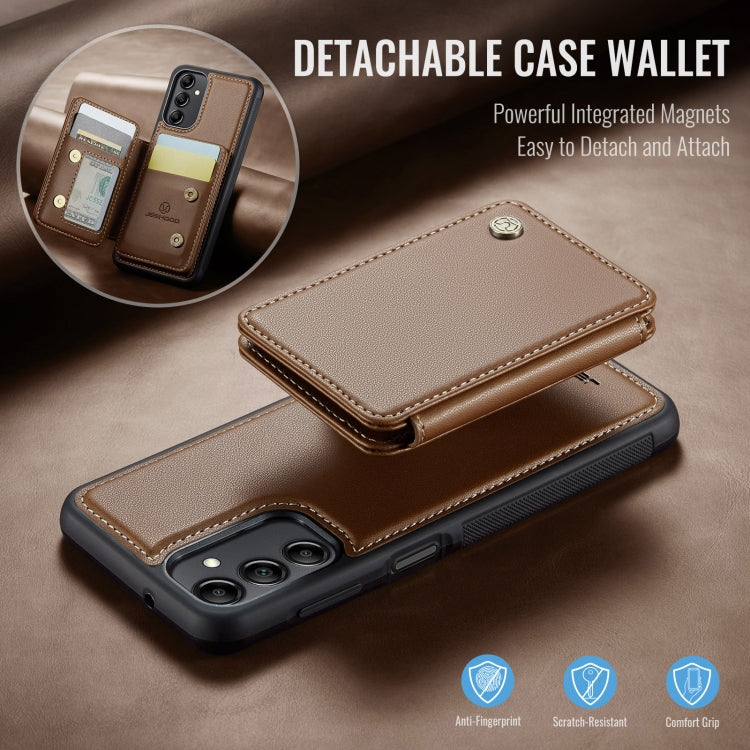 For Samsung Galaxy A14 4G / 5G JEEHOOD J05 Business Magnetic Style RFID Leather Phone Case(Brown) - Galaxy Phone Cases by JEEHOOD | Online Shopping UK | buy2fix