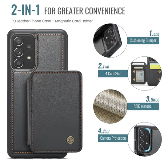 For Samsung Galaxy A23 JEEHOOD J05 Business Magnetic Style RFID Leather Phone Case(Black) - Galaxy Phone Cases by JEEHOOD | Online Shopping UK | buy2fix