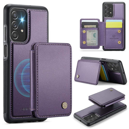 For Samsung Galaxy A23 JEEHOOD J05 Business Magnetic Style RFID Leather Phone Case(Purple) - Galaxy Phone Cases by JEEHOOD | Online Shopping UK | buy2fix