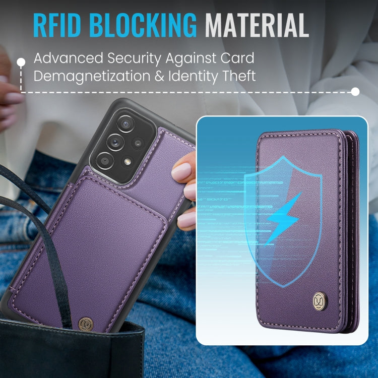 For Samsung Galaxy A23 JEEHOOD J05 Business Magnetic Style RFID Leather Phone Case(Purple) - Galaxy Phone Cases by JEEHOOD | Online Shopping UK | buy2fix
