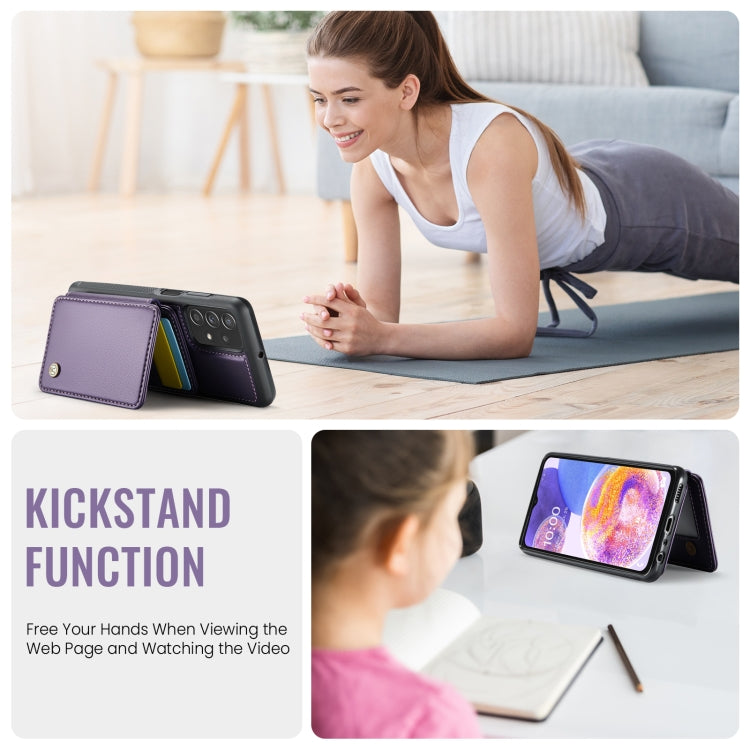 For Samsung Galaxy A23 JEEHOOD J05 Business Magnetic Style RFID Leather Phone Case(Purple) - Galaxy Phone Cases by JEEHOOD | Online Shopping UK | buy2fix