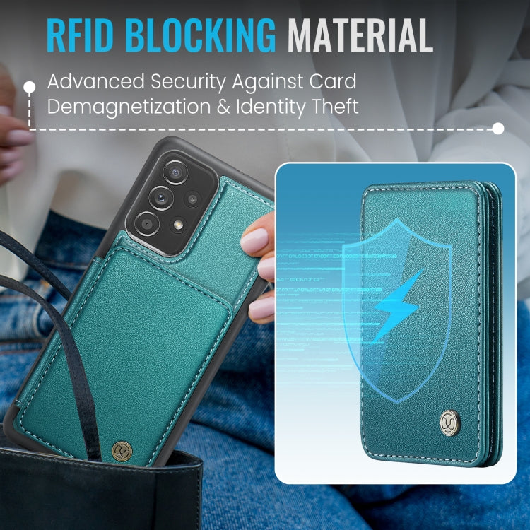 For Samsung Galaxy A23 JEEHOOD J05 Business Magnetic Style RFID Leather Phone Case(Blue Green) - Galaxy Phone Cases by JEEHOOD | Online Shopping UK | buy2fix