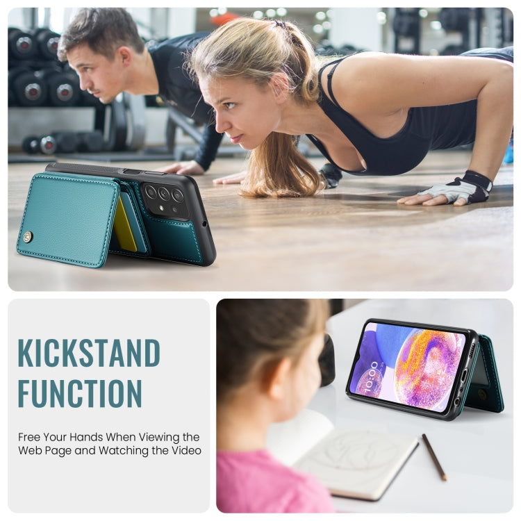 For Samsung Galaxy A23 JEEHOOD J05 Business Magnetic Style RFID Leather Phone Case(Blue Green) - Galaxy Phone Cases by JEEHOOD | Online Shopping UK | buy2fix