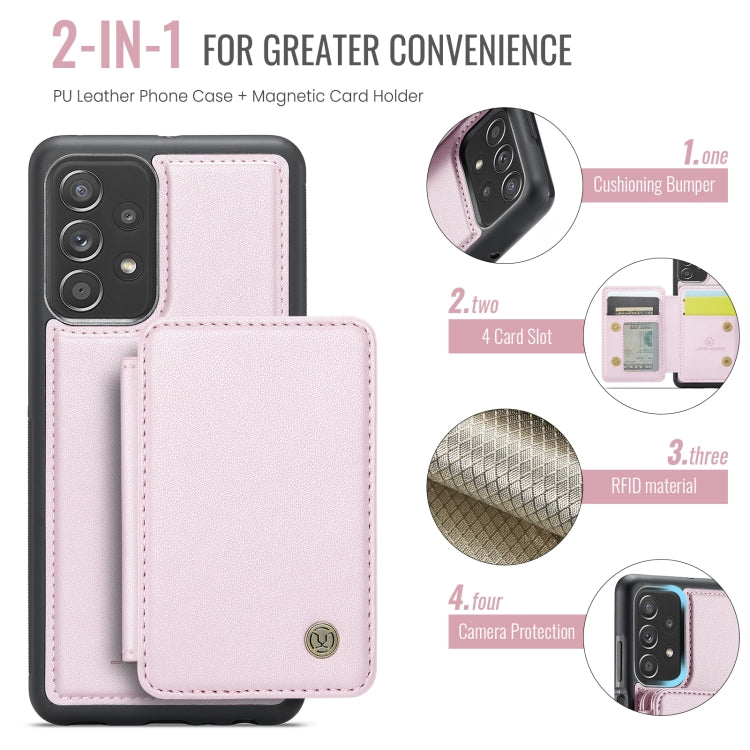 For Samsung Galaxy A23 JEEHOOD J05 Business Magnetic Style RFID Leather Phone Case(Pink) - Galaxy Phone Cases by JEEHOOD | Online Shopping UK | buy2fix
