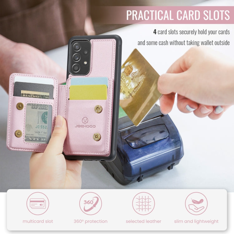 For Samsung Galaxy A23 JEEHOOD J05 Business Magnetic Style RFID Leather Phone Case(Pink) - Galaxy Phone Cases by JEEHOOD | Online Shopping UK | buy2fix