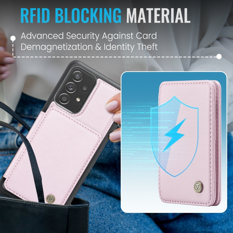 For Samsung Galaxy A23 JEEHOOD J05 Business Magnetic Style RFID Leather Phone Case(Pink) - Galaxy Phone Cases by JEEHOOD | Online Shopping UK | buy2fix