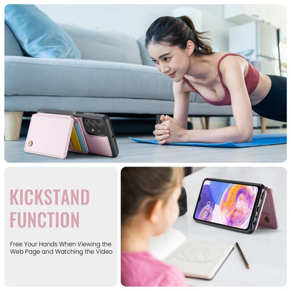 For Samsung Galaxy A23 JEEHOOD J05 Business Magnetic Style RFID Leather Phone Case(Pink) - Galaxy Phone Cases by JEEHOOD | Online Shopping UK | buy2fix