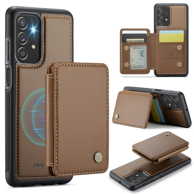 For Samsung Galaxy A23 JEEHOOD J05 Business Magnetic Style RFID Leather Phone Case(Brown) - Galaxy Phone Cases by JEEHOOD | Online Shopping UK | buy2fix