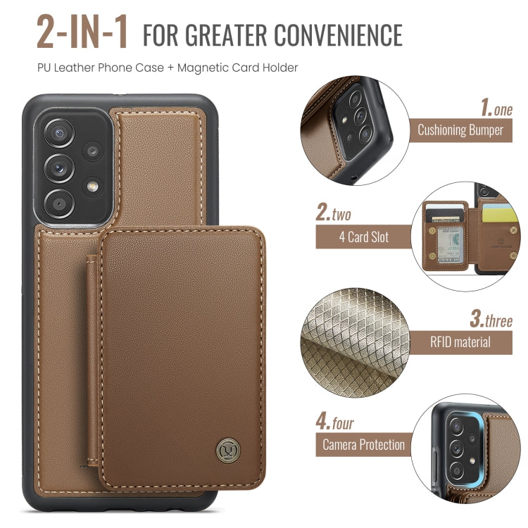 For Samsung Galaxy A23 JEEHOOD J05 Business Magnetic Style RFID Leather Phone Case(Brown) - Galaxy Phone Cases by JEEHOOD | Online Shopping UK | buy2fix
