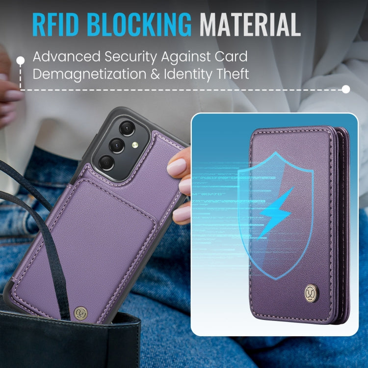 For Samsung Galaxy A24 4G JEEHOOD J05 Business Magnetic Style RFID Leather Phone Case(Purple) - Galaxy Phone Cases by JEEHOOD | Online Shopping UK | buy2fix