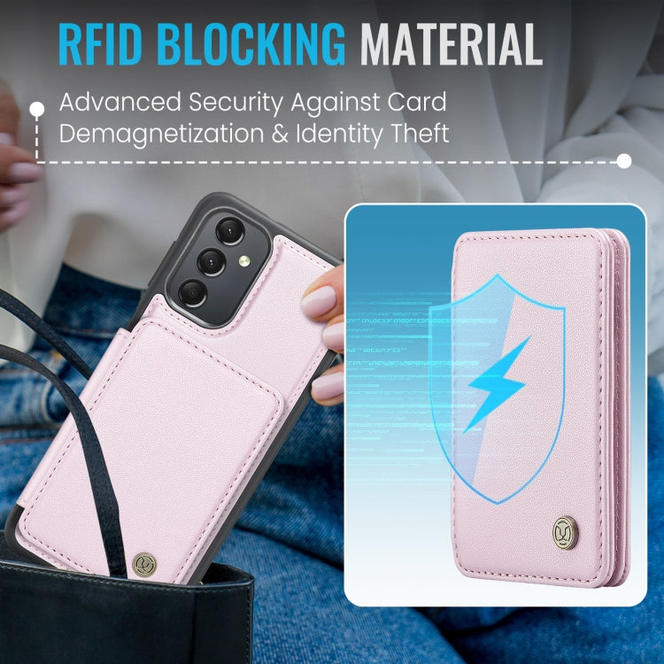For Samsung Galaxy A24 4G JEEHOOD J05 Business Magnetic Style RFID Leather Phone Case(Pink) - Galaxy Phone Cases by JEEHOOD | Online Shopping UK | buy2fix