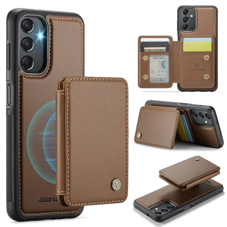 For Samsung Galaxy A24 4G JEEHOOD J05 Business Magnetic Style RFID Leather Phone Case(Brown) - Galaxy Phone Cases by JEEHOOD | Online Shopping UK | buy2fix