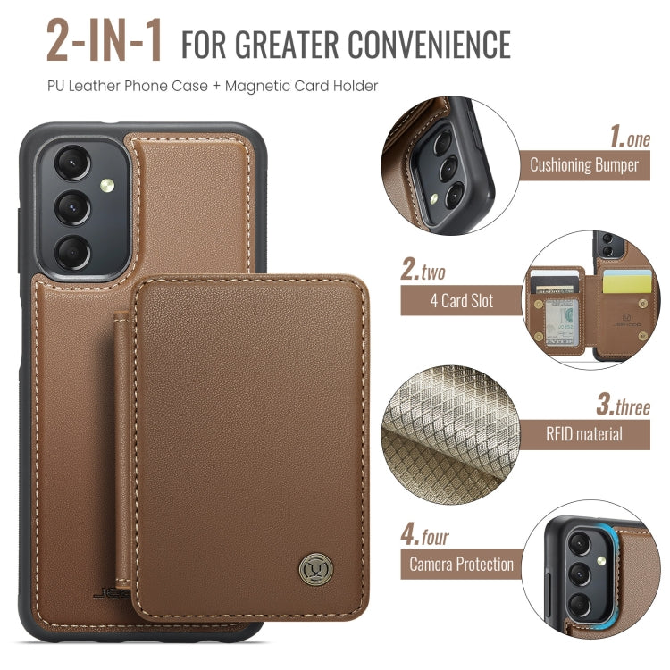 For Samsung Galaxy A24 4G JEEHOOD J05 Business Magnetic Style RFID Leather Phone Case(Brown) - Galaxy Phone Cases by JEEHOOD | Online Shopping UK | buy2fix