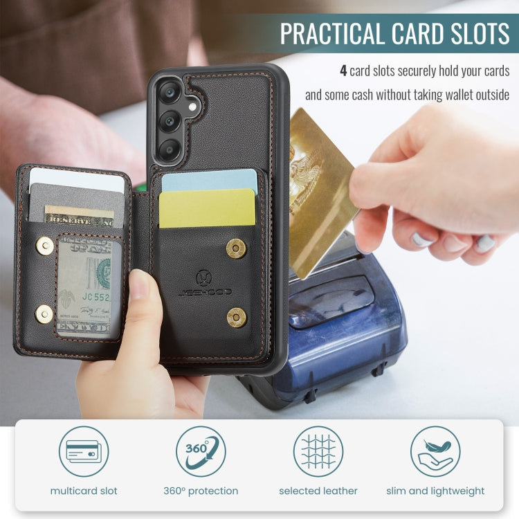 For Samsung Galaxy A25 JEEHOOD J05 Business Magnetic Style RFID Leather Phone Case(Black) - Galaxy Phone Cases by JEEHOOD | Online Shopping UK | buy2fix