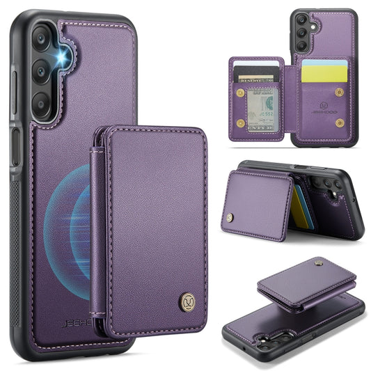 For Samsung Galaxy A25 JEEHOOD J05 Business Magnetic Style RFID Leather Phone Case(Purple) - Galaxy Phone Cases by JEEHOOD | Online Shopping UK | buy2fix