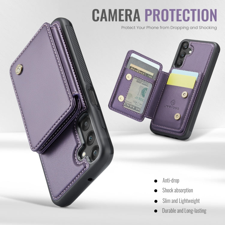 For Samsung Galaxy A25 JEEHOOD J05 Business Magnetic Style RFID Leather Phone Case(Purple) - Galaxy Phone Cases by JEEHOOD | Online Shopping UK | buy2fix