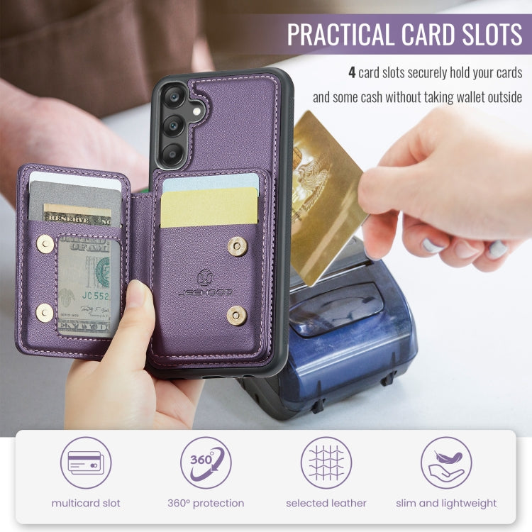 For Samsung Galaxy A25 JEEHOOD J05 Business Magnetic Style RFID Leather Phone Case(Purple) - Galaxy Phone Cases by JEEHOOD | Online Shopping UK | buy2fix