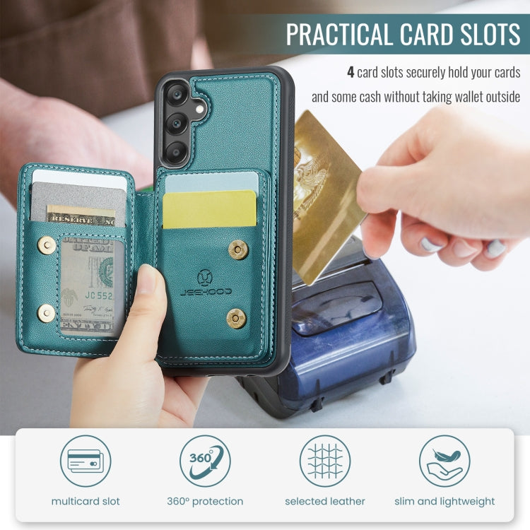 For Samsung Galaxy A25 JEEHOOD J05 Business Magnetic Style RFID Leather Phone Case(Blue Green) - Galaxy Phone Cases by JEEHOOD | Online Shopping UK | buy2fix