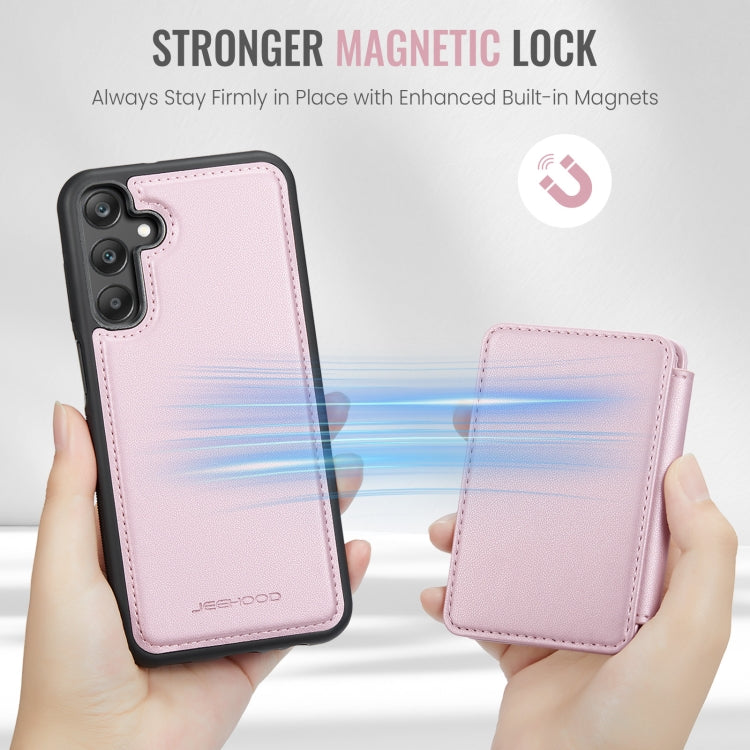 For Samsung Galaxy A25 JEEHOOD J05 Business Magnetic Style RFID Leather Phone Case(Pink) - Galaxy Phone Cases by JEEHOOD | Online Shopping UK | buy2fix
