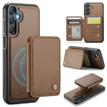 For Samsung Galaxy A25 JEEHOOD J05 Business Magnetic Style RFID Leather Phone Case(Brown) - Galaxy Phone Cases by JEEHOOD | Online Shopping UK | buy2fix