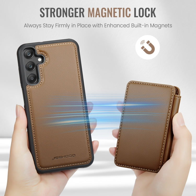 For Samsung Galaxy A25 JEEHOOD J05 Business Magnetic Style RFID Leather Phone Case(Brown) - Galaxy Phone Cases by JEEHOOD | Online Shopping UK | buy2fix