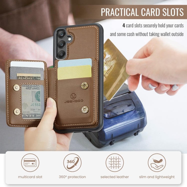 For Samsung Galaxy A25 JEEHOOD J05 Business Magnetic Style RFID Leather Phone Case(Brown) - Galaxy Phone Cases by JEEHOOD | Online Shopping UK | buy2fix
