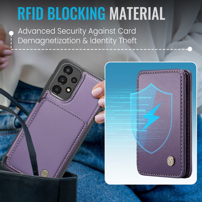 For Samsung Galaxy A33 5G JEEHOOD J05 Business Magnetic Style RFID Leather Phone Case(Purple) - Galaxy Phone Cases by JEEHOOD | Online Shopping UK | buy2fix